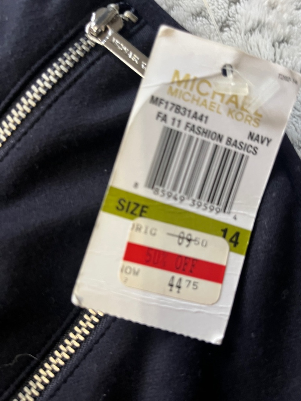 MICHAEL Michael Kors dark navy Skirt with Angled Zip Accents. NWT - Picture 2 of 3